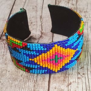Native design bright neon seed bead bracelet